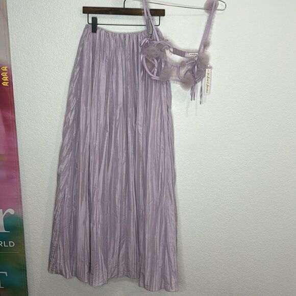 NWT For Love & Lemons Kamala Maxi Skirt & Rosette Bra Small Lavender - Picture 2 of 16